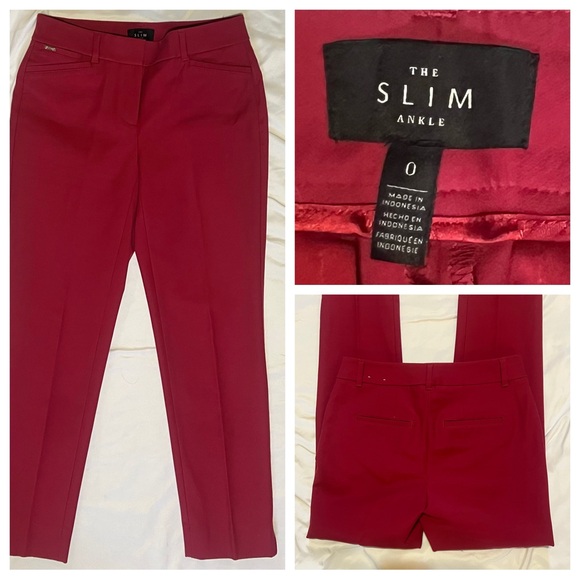 White House Black Market Pants The Slim Ankle Lot 5 Pair Size 0 Pink Burgundy - Picture 7 of 16